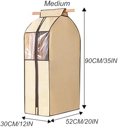 Clear PVC Garment Bags - Protective Clothes Rack Cover for Dresses & Shirts - Sealed Storage Solution, Brown, 52x52x90cm / 20x20x35in - Ideal for Dust-Free Protection