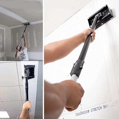 Automatic Drywall Taping Tool Set with Stainless Steel Finishing Box, 42'-65' Extendable Handle, 8' Drywall Knife for Wallboard & Plasterboard Finishing