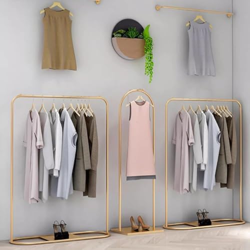 Modern Gold Metal Garment Rack - Heavy-Duty Freestanding Clothing Rack for Hanging Clothes, Large Capacity Coat Rack for Bedroom & Retail Display (120x40x160CM)