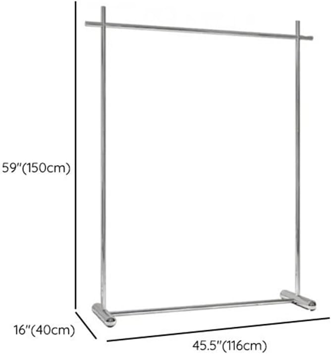Freestanding Chrome Stainless Steel Coat Rack with Stand Clothing Store Display Rack Floor-standing Women Clothing Stainless Steel Horizontal Bar Shelf Island Hanger Silver 46'L x 16'W x 59'H