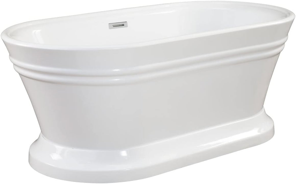 Solace 59' x 30' Freestanding Soaking Acrylic Bathtub in White