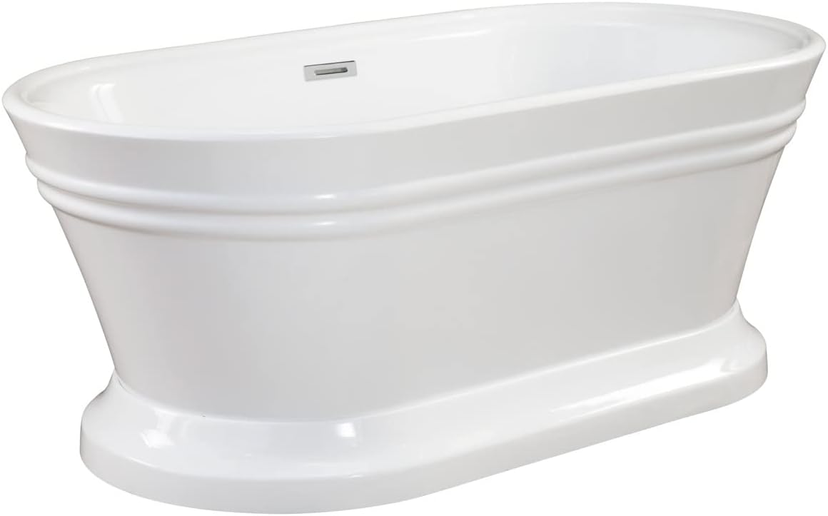 Solace 59' x 30' Freestanding Soaking Acrylic Bathtub in White