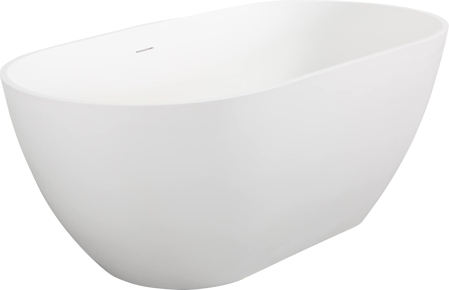 59' Freestanding Solid Bathtub, Luxury Engineered Stone Resin Freestanding Soaking Bathtub with Overflow and Pop up Drain for Bathroom, Matte White 24S03 59MW