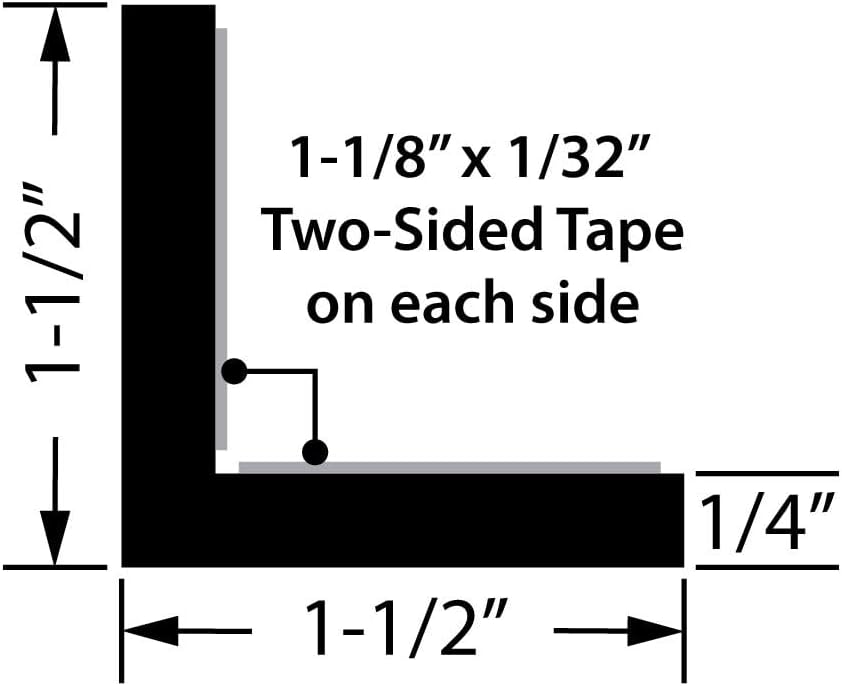 Outwater White 1-1/2' X 1-1/2' Wall Corner Protector Trim with Adhesive, 8FT Length, 2 Pack