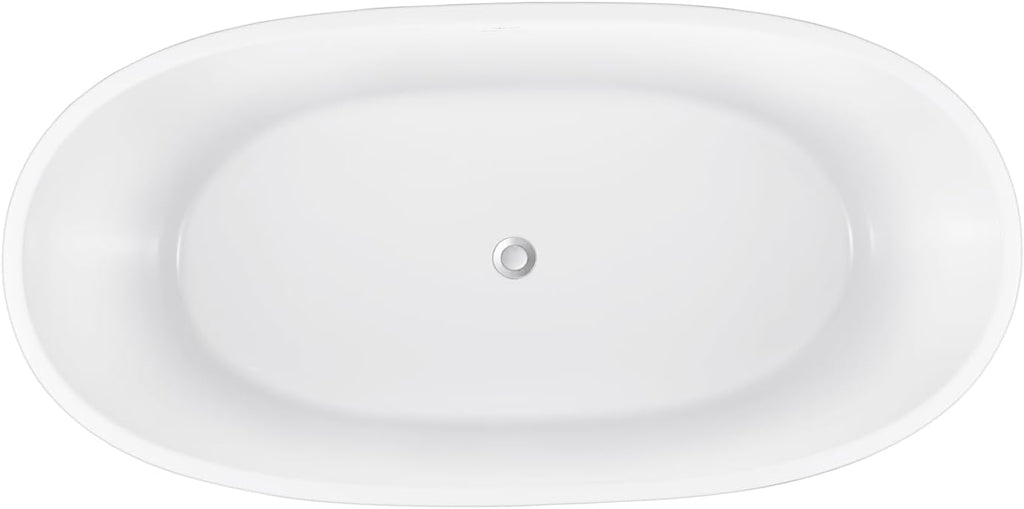 59' Lucite Acrylic Freestanding Bathtub, Columnar Shape Contemporary Soaking Tub with Toe-tap Chrome Center Drain, Slotted Overflow, cUPC Certified, 37°Grey