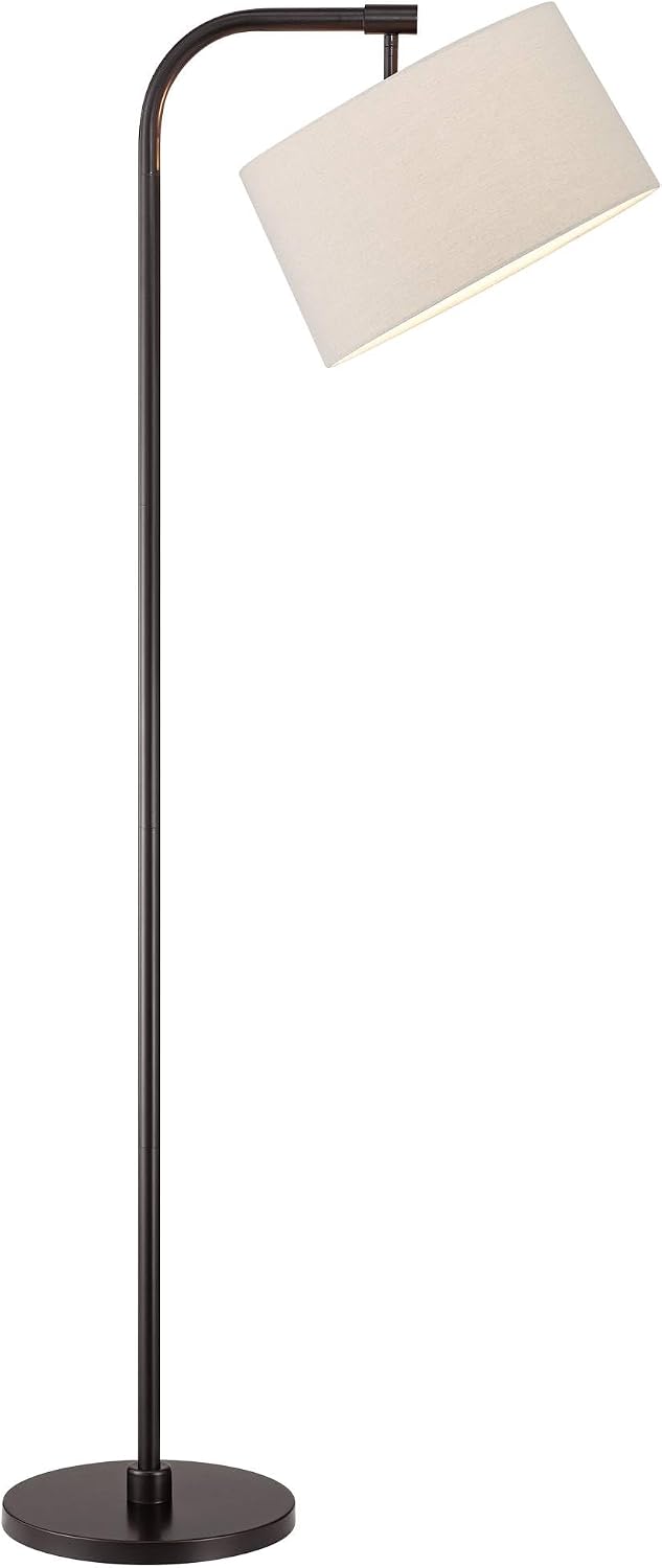 360 Lighting Serra Modern 64' Tall Standing Floor Lamp Curved Chairside Arc Offset Arm Pole Foot Switch Art Deco Brown Metal Dark Bronze Finish Living Room Bedroom House Reading Office Home Decor