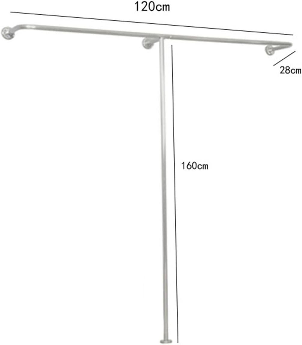 Industrial Pipe Clothing Rack Wall Mounted Garment Display Stand Silver Heavy Duty Closet Organizer Towel Hanging T Shaped Retail Storage Rack for Creative Clothing Store.