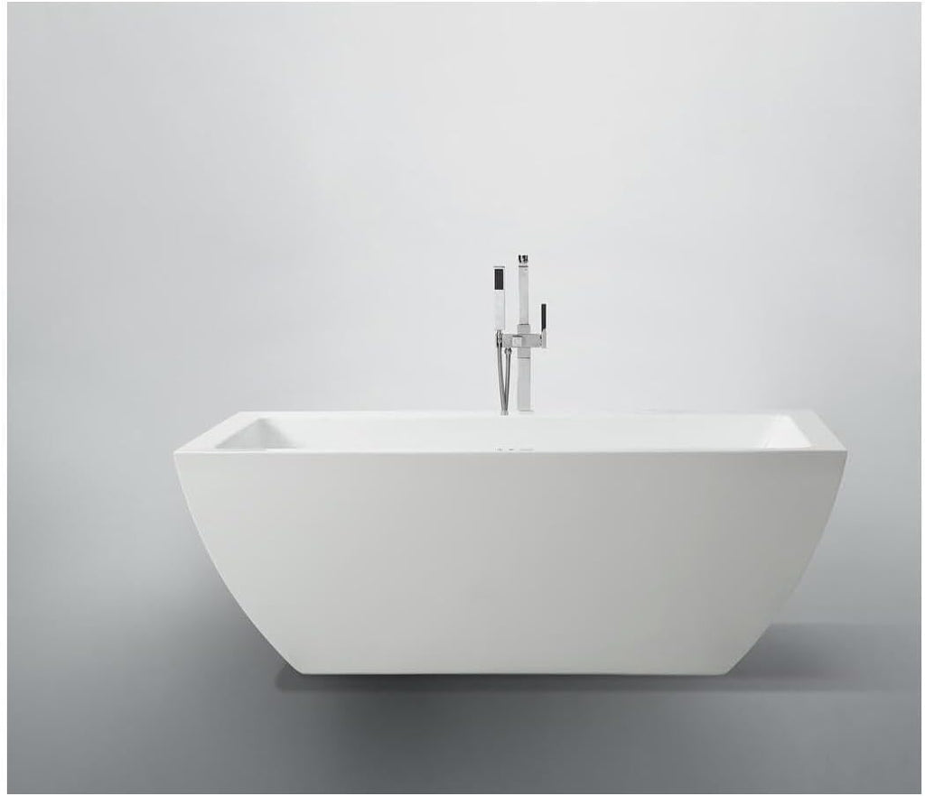 Maykoosh 59 Inch Freestanding Bathtub - Modern White Soaking Tub