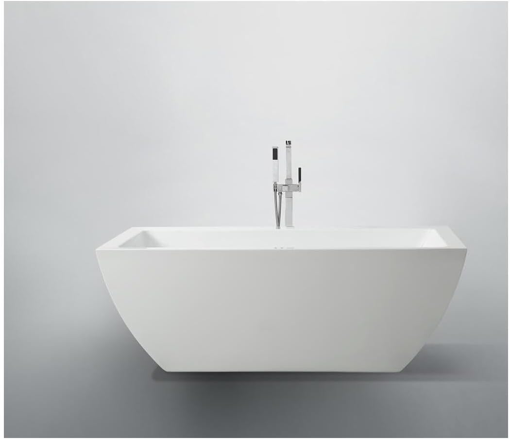 Maykoosh 59 Inch Freestanding Bathtub - Modern White Soaking Tub