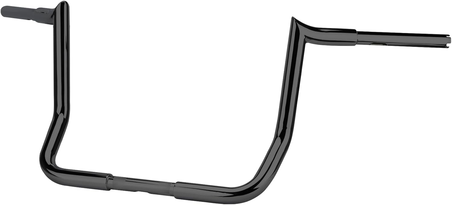 14' Rise Ape Hanger Handlebar 1.25' Fat 1' Clamp Handle bar Motorcycle Miter Meathook Bars Replacement for Harley Touring Model 1986-2023 Street Glide Electra Glide Classic Ultra Limited