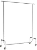 Garment Rack Heavy Duty Clothing Rack With E-shaped Base, Silver Stainless Steel Clothes Rail For Hanging Clothes, Commercial Retail Display Rack, Single Rod Coat Rack For Bedrooms(Size:150x40x160CM)