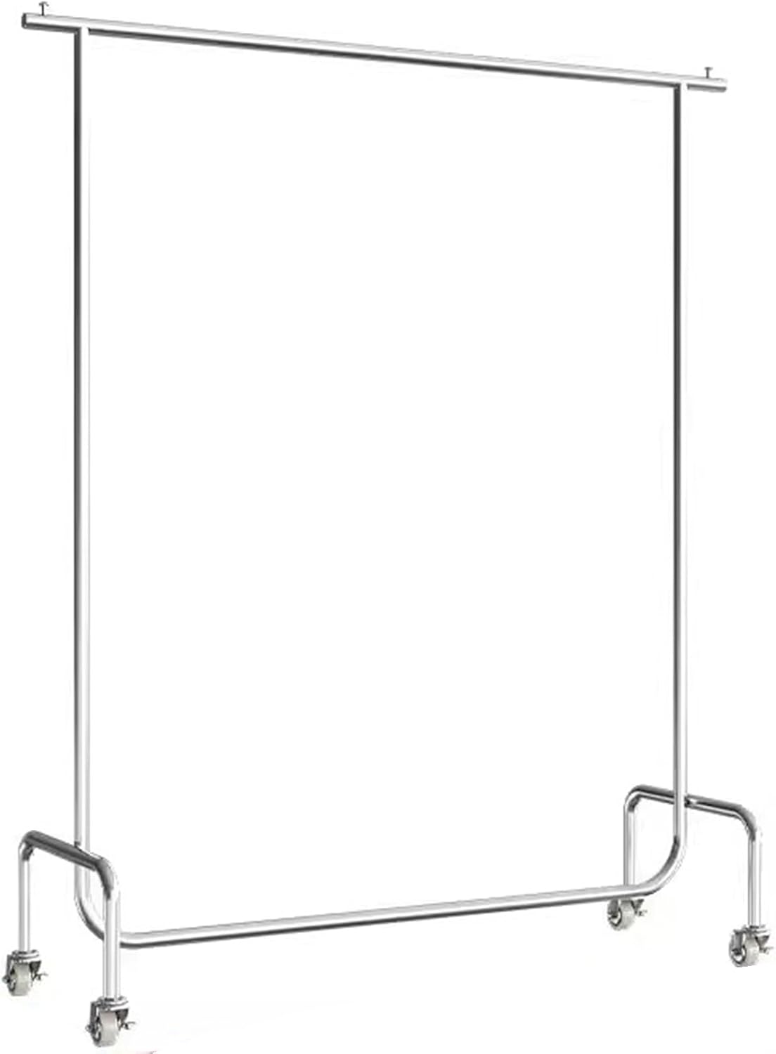 Garment Rack Heavy Duty Clothing Rack With E-shaped Base, Silver Stainless Steel Clothes Rail For Hanging Clothes, Commercial Retail Display Rack, Single Rod Coat Rack For Bedrooms(Size:150x40x160CM)