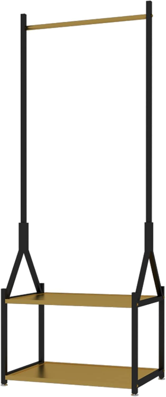 Garment Rack Freestanding Coat Rack with 2 Tier Shelves, Heavy Duty Metal Garment Rack for Hanging Clothes, Large Capacity Clothes Organizer for Bedroom and Living Room, Space Savi(Size:60x40x160CM)