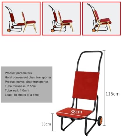 Folding Chair Storage Cart, Heavy-Duty 2-Wheel Trolley for Stacking 15 Banquet Chairs, Perfect for Weddings, Parties, Kitchens & Event Planning