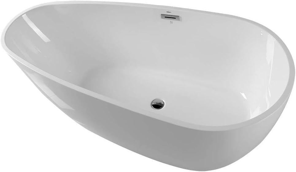 Fine Fixtures Capsule Freestanding Bathtub White 55' With Drain Included