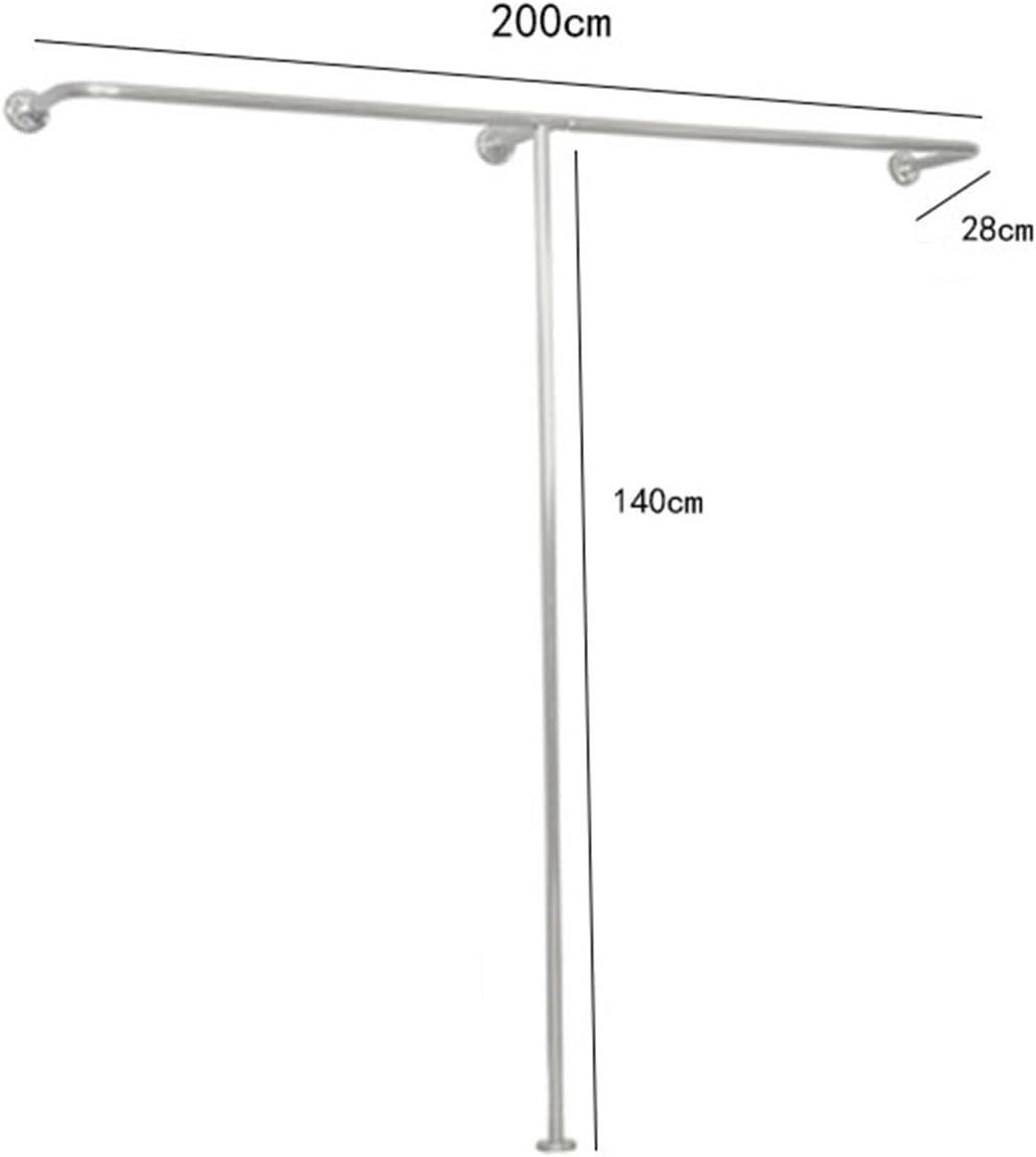 Industrial Pipe Clothing Rack Wall Mounted Garment Display Stand with T Shaped Design Heavy Duty Silver Clothes Rail for Retail Store or Closet Organization