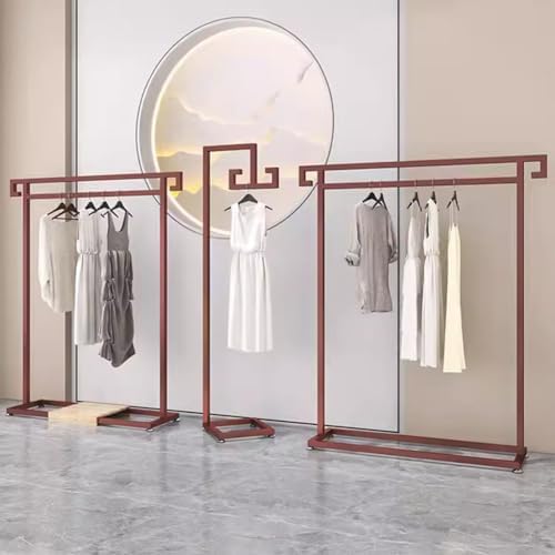 Clothing Display Rack, Floor Standing Garment Rack Heavy Duty Clothes Rack Used for Retail Clothing Stores (Gold 130x40x160cm)