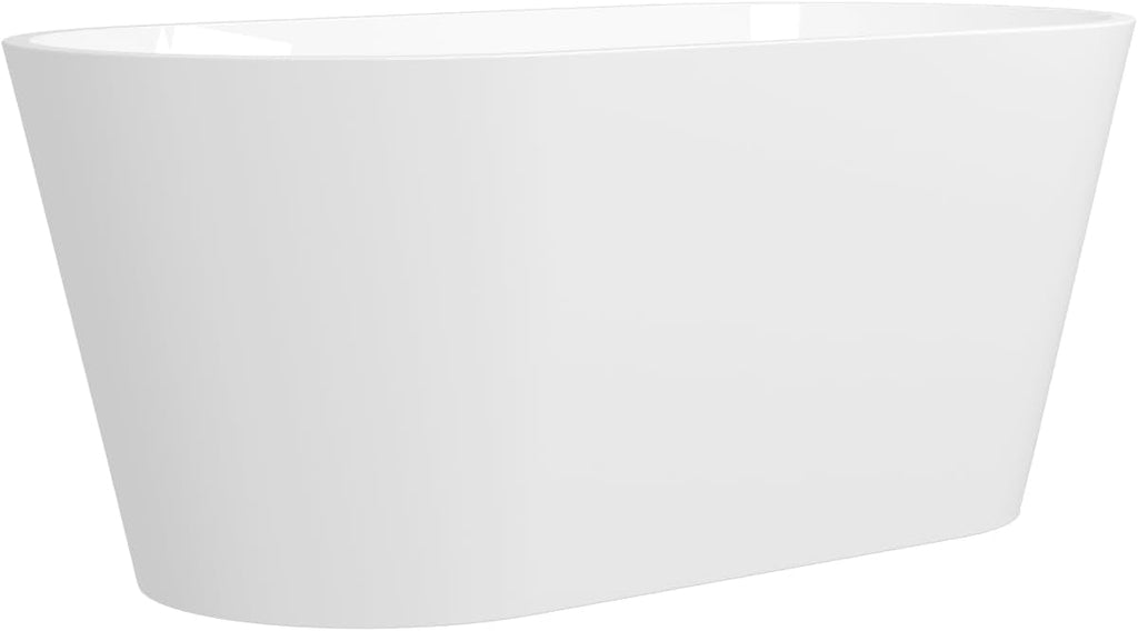 59' Acrylic Freestanding Bathtub, Modern & Contemporary Design Soaking Tub with Toe-tap Drain in Chrome and Classic Slotted Overflow, Glossy White, cUPC Certified, 02136