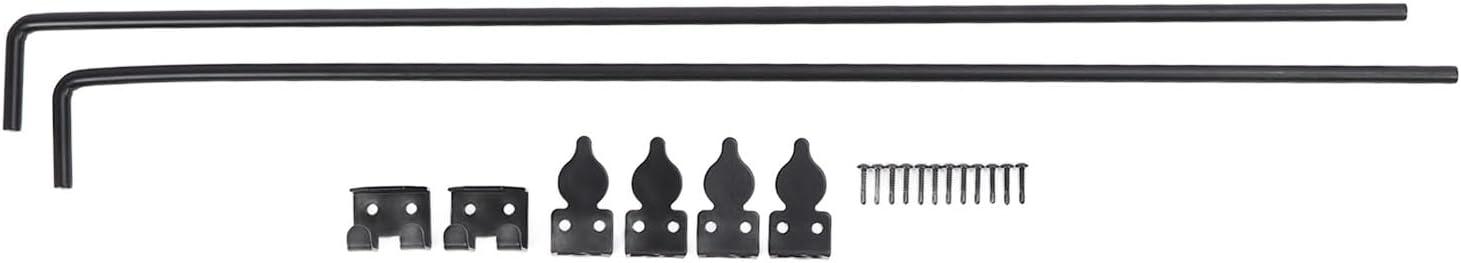 WALFRONT Heavy Duty Gate Drop Rod 36Inch Door Cane Bolt Wood Metal Fence Stopper Wrought Iron Gate Latches Black Finish for Doors Gates Fences Wood Metal Gates