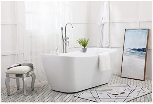 HomeStock Freestanding Bathtub 59 Inch - Modern Soaking Tub, Double Walled Acrylic, Adjustable Feet, White Finish