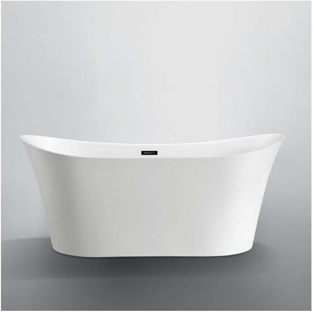 HomeStock Freestanding Bathtub 67 Inch - Modern Soaking Tub - Glossy White