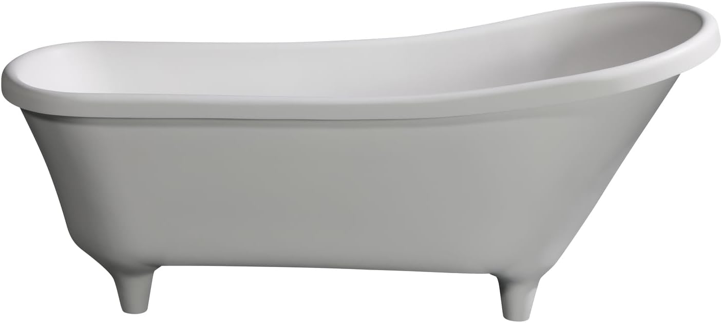 HomeStock 67' Clawfoot Bathtub - Solid Surface Resin Freestanding Tub - White