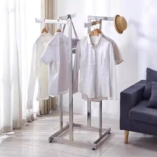 4 Way Garment Rack - Commercial Grade Clothes Display Stand, Durable Floor-Standing Organizer for Shoes, Bags & Clothing Storage, Heavy Duty Retail Shelves