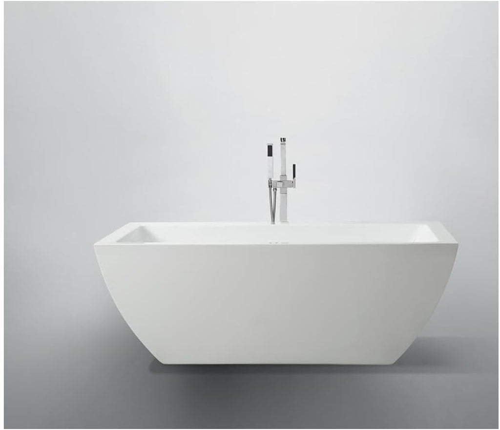HomeStock 59' Freestanding Bathtub - Modern Oval Soaking Tub in White