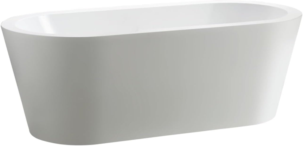 HomeBeyond 59 Inch White Freestanding Bathtub | Acrylic Free Standing Soaking Tub, Morden Bathroom Stand Alone Tub Suitable for 1 Person Bathing