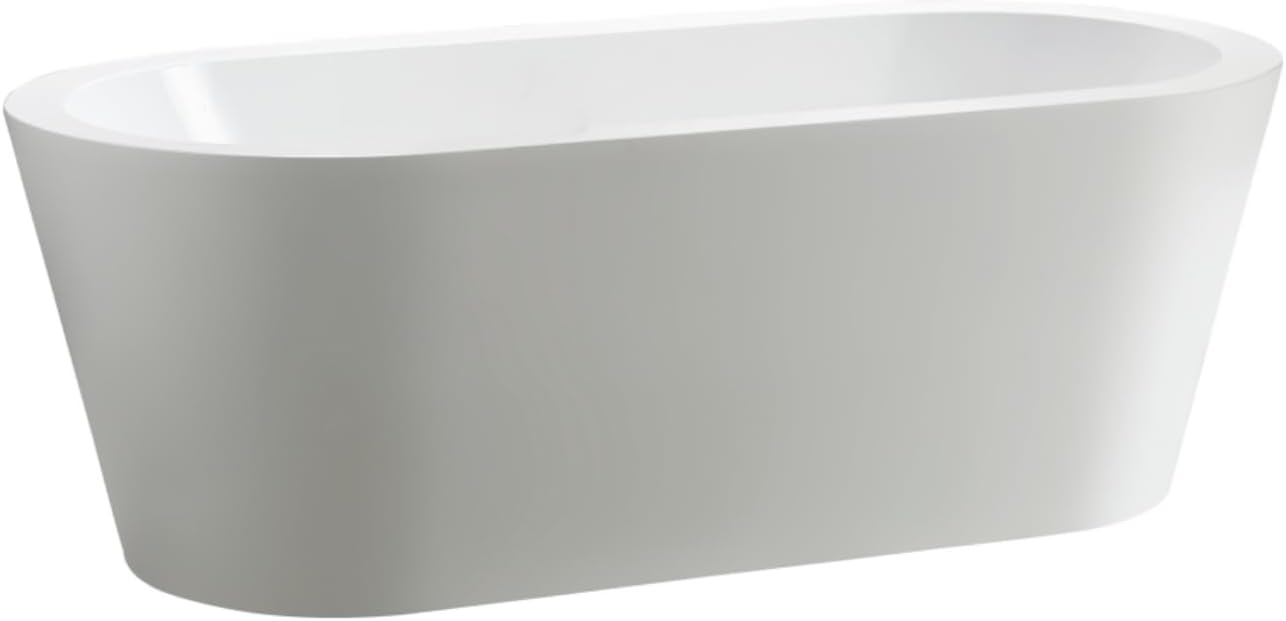 HomeBeyond 59 Inch White Freestanding Bathtub | Acrylic Free Standing Soaking Tub, Morden Bathroom Stand Alone Tub Suitable for 1 Person Bathing