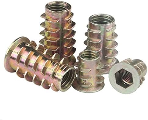 100-1000pcs M4 m5 m6 m8 m10 Zinc Alloy Thread For Wood Insert Nut Flanged Hex Drive Head Furniture Nuts - (Size: m6x10 1000PCS)