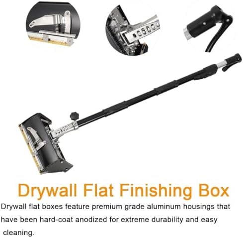 Automatic Drywall Taping Tool Set with Stainless Steel Finishing Box, 42'-65' Extendable Handle, 8' Drywall Knife for Wallboard & Plasterboard Finishing