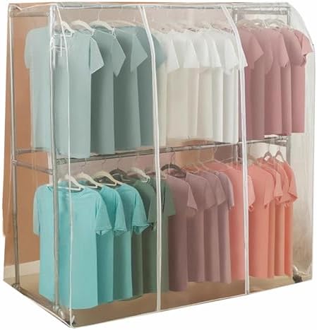Extra Large 59' Garment Bags with Clear PEVA High Rack Cover, Ideal for Double Pole Hangers, Heavy Duty Clothing Storage (150x90x150cm)