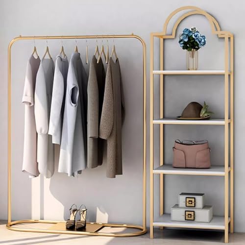 Modern Gold Metal Garment Rack - Heavy-Duty Freestanding Clothing Rack for Hanging Clothes, Large Capacity Coat Rack for Bedroom & Retail Display (120x40x160CM)