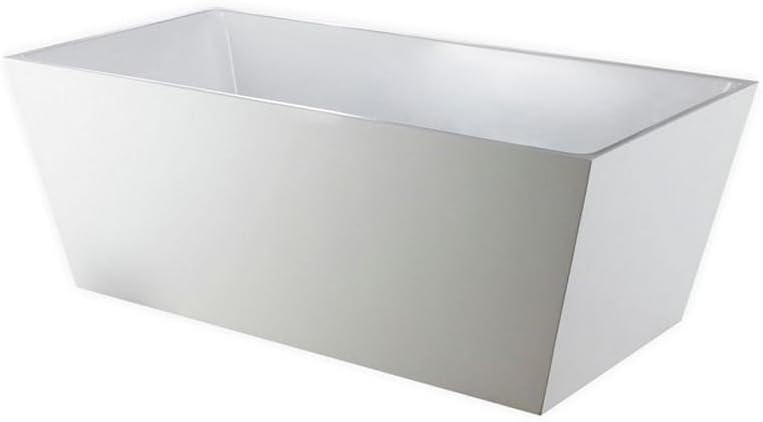 Kube Squadra 67' White Free Standing Bathtub Slim Rectangular Overflow