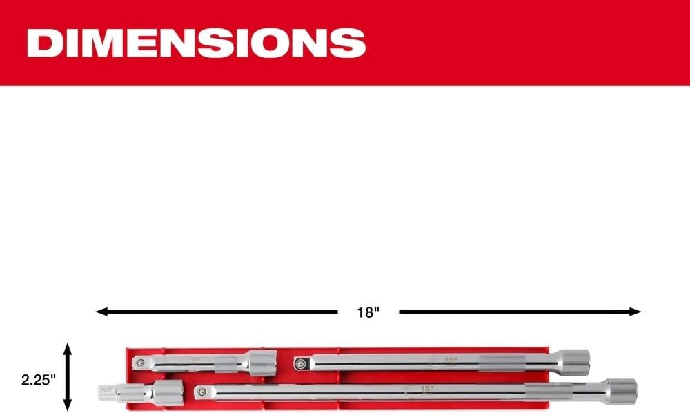 For with Milwaukee 48-22-9342 4pc 1/2 Inch Drive Extension Set