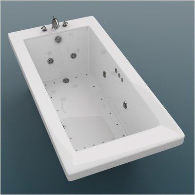Guadeloupe 30 x 60 x 23' Rectangular Air and Whirlpool Jetted Bathtub Color/Trim: Biscuit / Polished Brass, Options: Tile Flange / 2' Lip / Front Skirt Enclosure, Drain: Right
