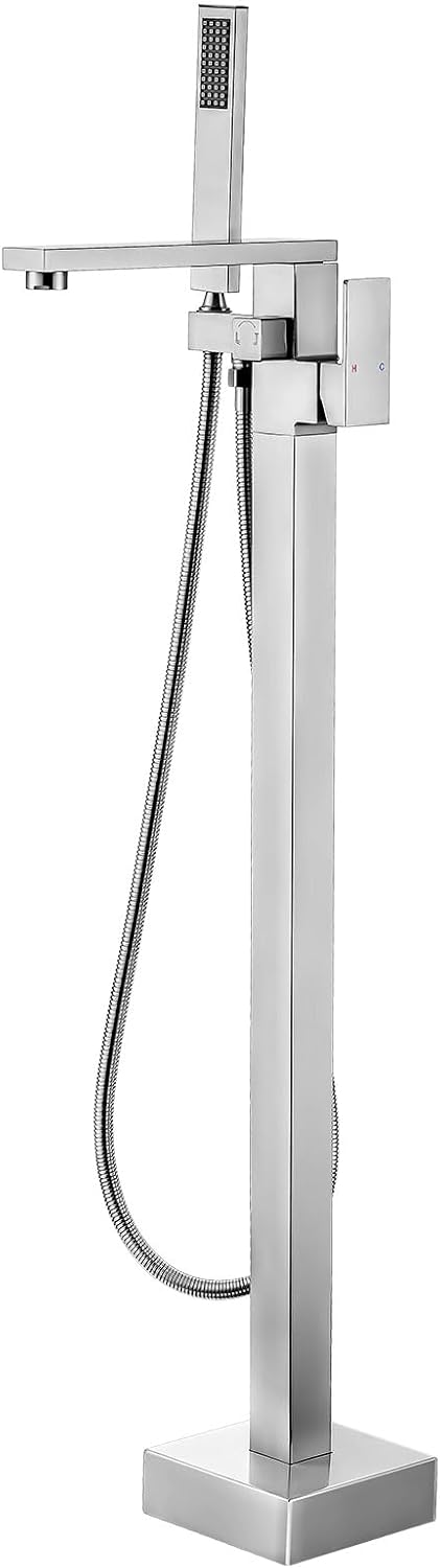 Freestanding Bathtub Faucet, High Flow Brass Bathroom Faucet Single Handle Floor Mount Tub Filler