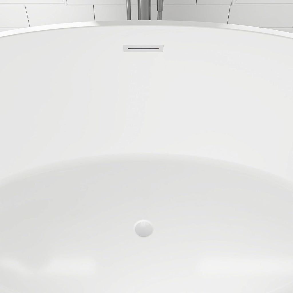 HomeBeyond 69Inch Freestanding Bathtub | Acrylic Free Standing Soaking Tub, Classic Bathroom Stand Alone Tub Suitable Single Person Bathing