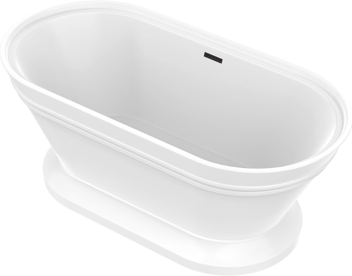 HomeBeyond 59 Inch Free Standing Bathtub | Acrylic Freestanding Soaking Tub, Classic Bathroom Stand Alone Tub Suitable Single Person Bathing, Matte Black