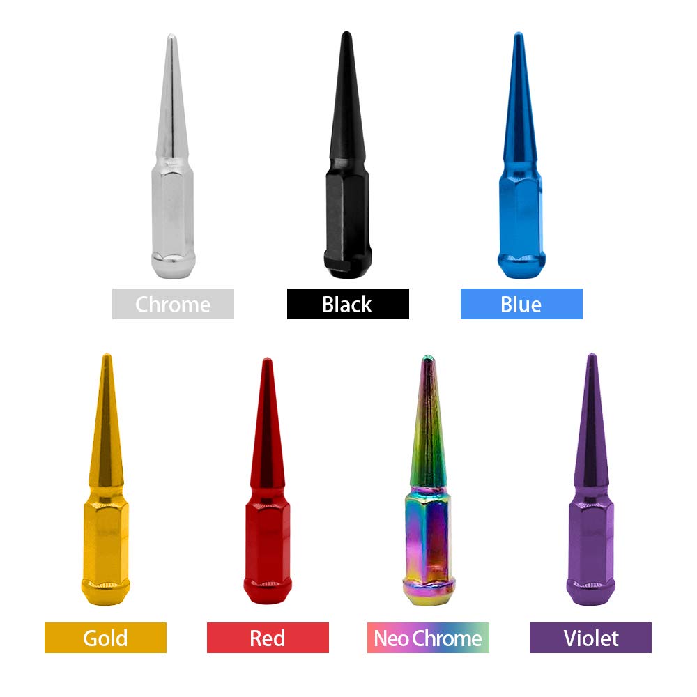1/2 Spike Lug Nuts 118 (Multicolored, 24)