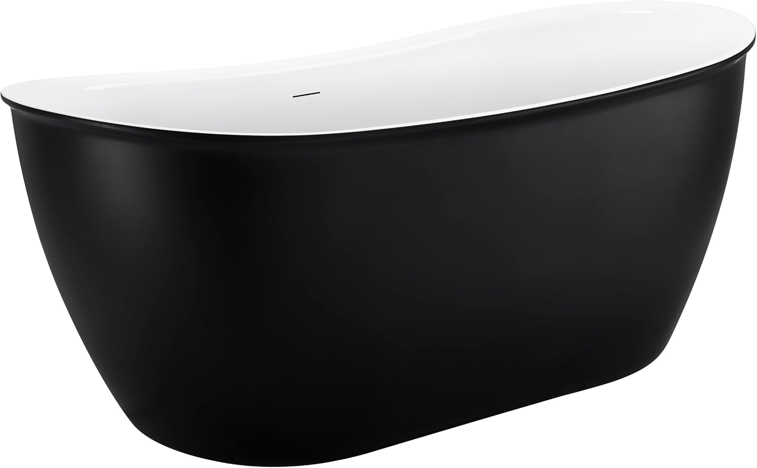 59' 100% Acrylic Freestanding Bathtub??Contemporary Soaking Tub??White Inside Black Outside