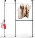 SERENITA Industrial Pipe Clothing Rack, Hanging Rod for Closet, Wall Mounted Multi Purpose (80' x 56', Black)
