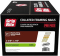 Grip-Rite 21 Degree Framing Nails - Exterior Galvanized Nails for Wood-To-Wood Framing Projects - Plastic Strip Collated Fastener - Round Head - Ring Shank - 2-3/8' x .113' - 5000 Count - GR08RHG