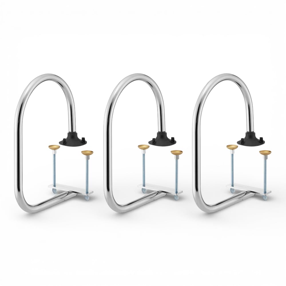Chrome Waitress Stall Service Rail for Bars, Clamp-On Underbar Server Station Divider, Commercial Chrome-Plated Steel Drink Pickup Rail for Restaurants, Fits 7/8'–5' Bar Tops, 6 x 11.9 x 16.9 in (3)