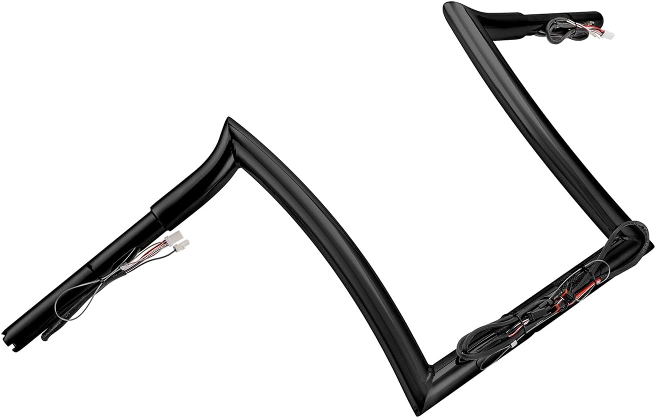 Mofun 12' Rise Pre-wired Ape Hangers Sharp Handlebars 1-1/4 inch Fat 1.25' Clamp Compatible with Harley Road Glide FLTR/I FLTR FLTRXST FLTRU 2015-2023, Gloss Black