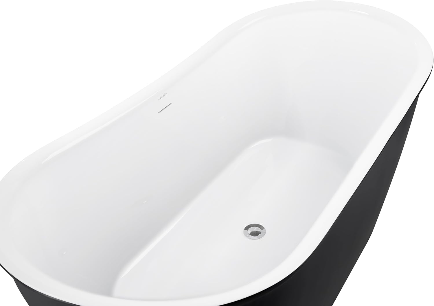 59' 100% Acrylic Freestanding Bathtub??Contemporary Soaking Tub??White Inside Black Outside