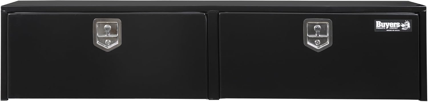 Buyers Products 1702940 Black Steel Topsider Truck Box With T-Handle Latch, 16 x 13 x 72 Inch, Truck Tool Box For Storage And Organization, Lockable Tool Chest For Work Trucks