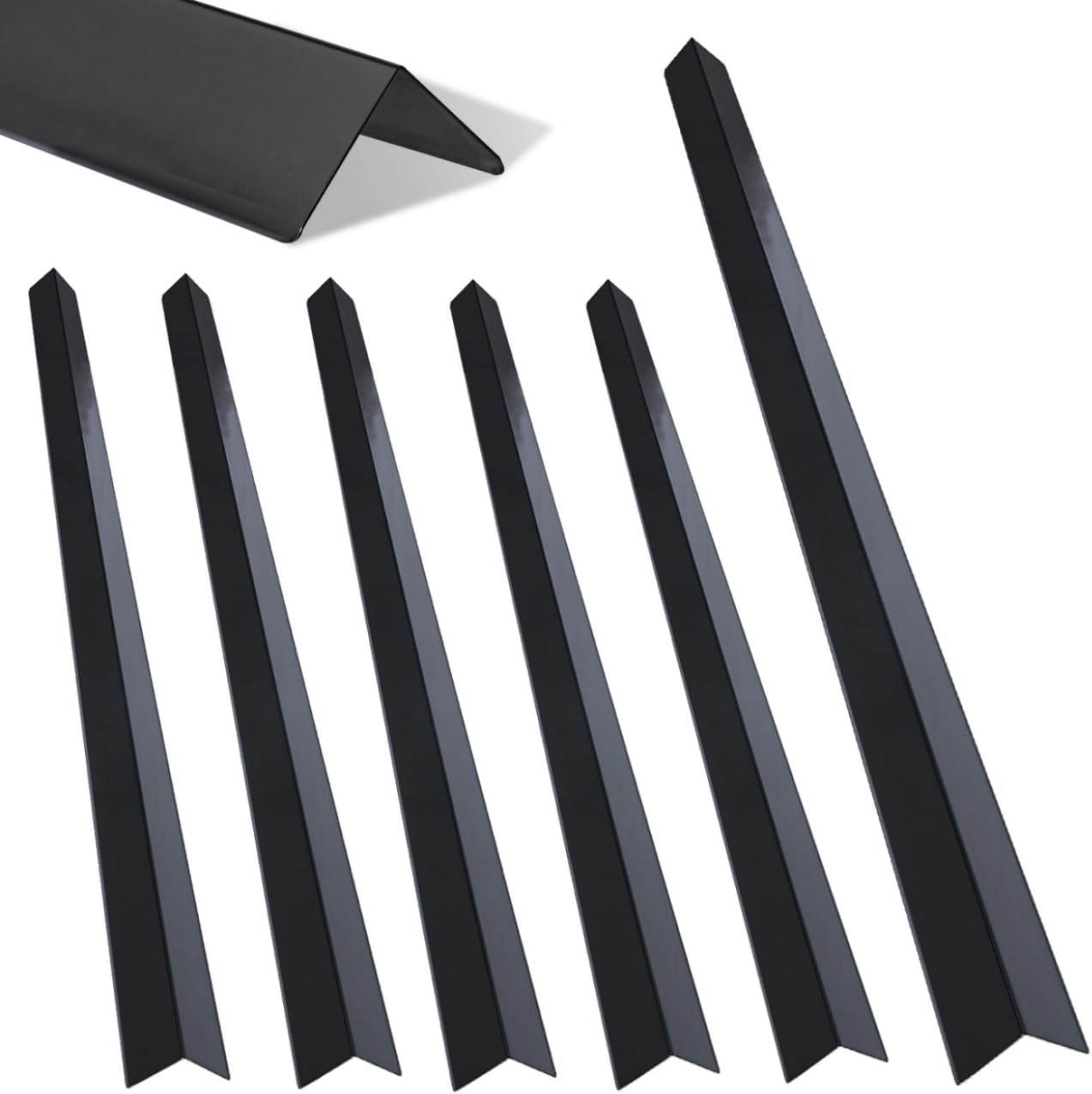12-Piece Set, Extra Thick (1mm) Stainless Steel 90° Wall Corner Guards, 2×2×48 Inches, for Wall Corner Protection & Decoration. (12, Bright Titanium Black)