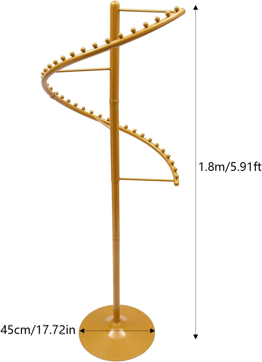 JOMCYDM Spiral Rotating Clothing Rack Heavy Duty Garment Rack Standing Scarf Holder 360 ° Metal Clothes Display Rack for Bedroom Living Room Retail Stores Gold